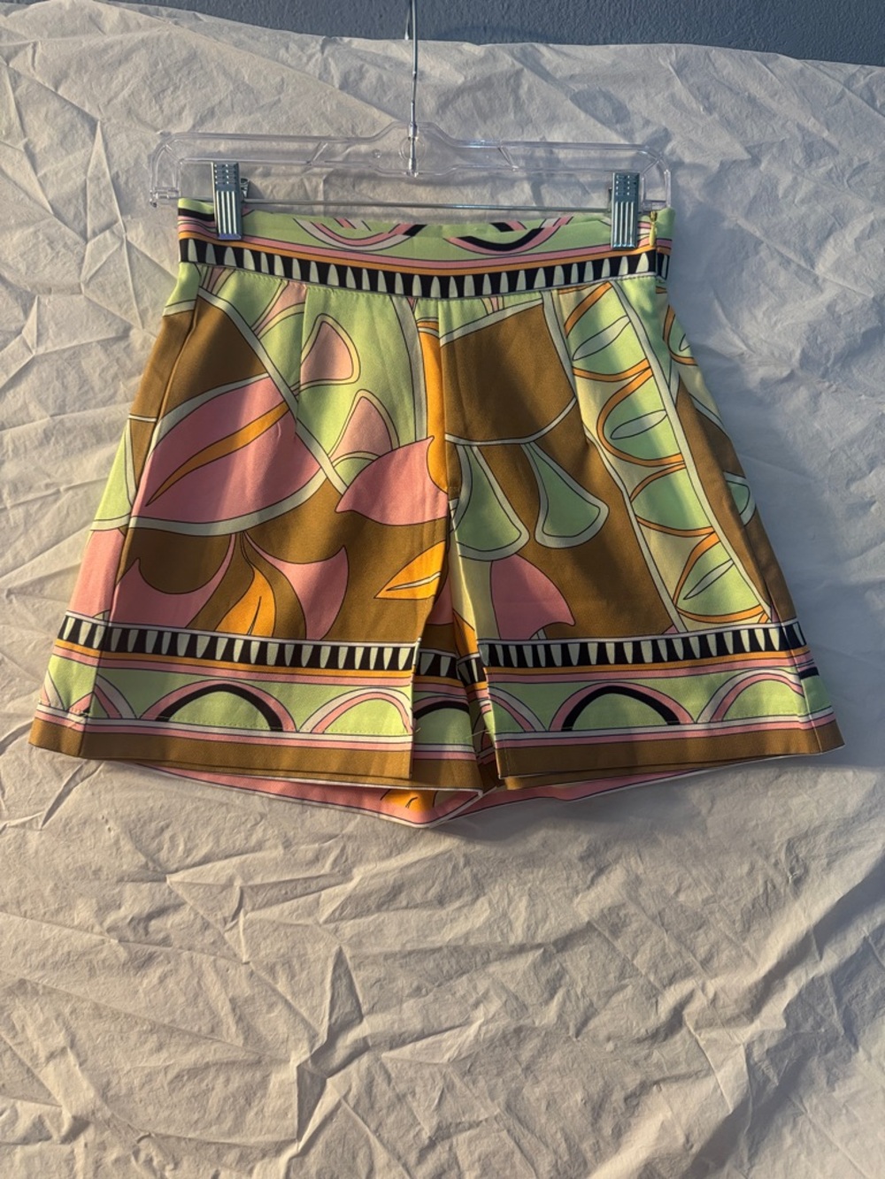 Sunday Up Retro Festival High-Waist Graphic Skort  in Pink, Green & Brown